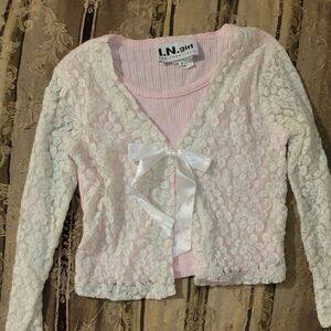 Girls pink and white long sleeve